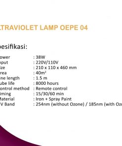 NESCO LAMPU STERILISASI UV OZONE ANTI VIRUS DAN BAKTERI UV Lamp OEPE-04, 38W 4 |