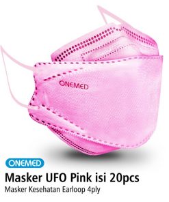 Masker Karet Medis UFO Pink 3D OneMed 4ply Box isi 20pcs