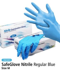 Sarung Tangan Nitrile Reguler Blue OneMed box isi 100pcs Size M