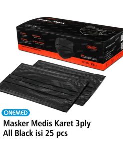Masker Karet Medis 3ply All Black Onemed Box Isi 25 lembar