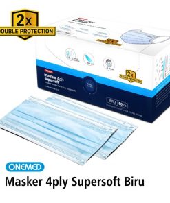 Masker Karet 4ply Super Soft Onemed Box Isi 50 Pcs - Biru