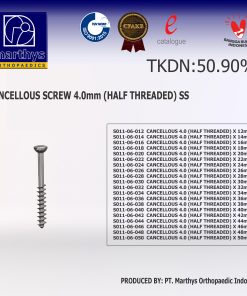 Cancellous Screw diameter 4.0mm HALF THREAD - Length 10mm s/d 30mm