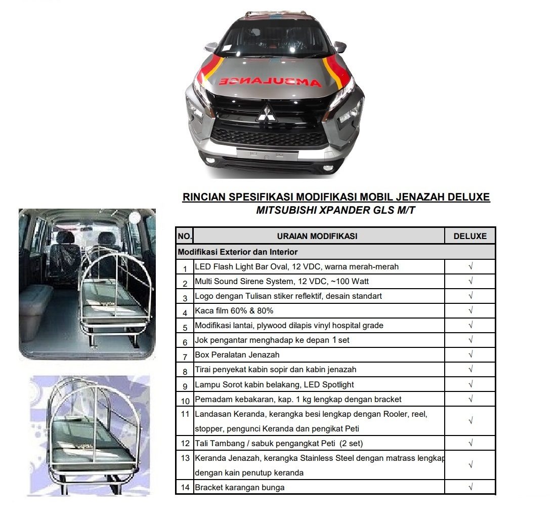 BROSUR AMBULANCE MITSUBISHI XPANDER JENAZAH DELUXE |
