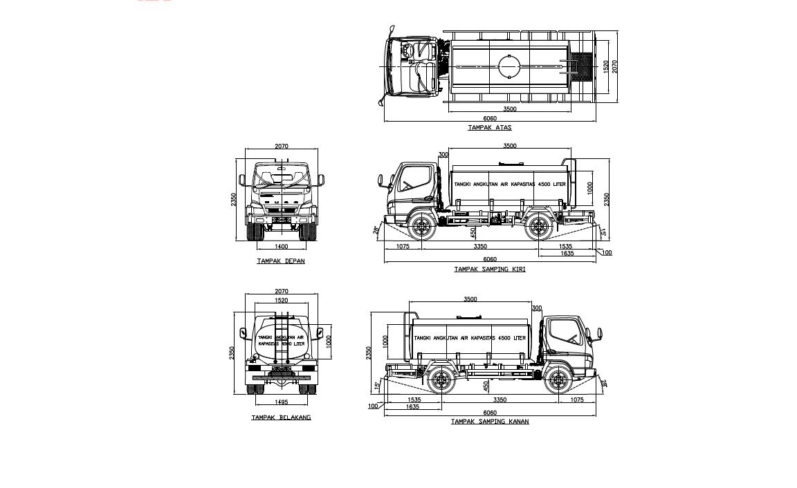 BROSUR MOBIL TANGKI AIR MITSUBISHI FE 74 HDN 4500 L |