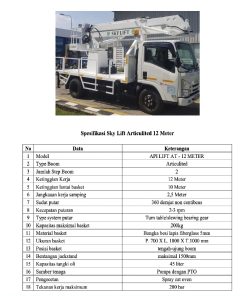 MOBIL SKY LIFT ARTICULITED 12 METER ISUZU NMR 6 BAN