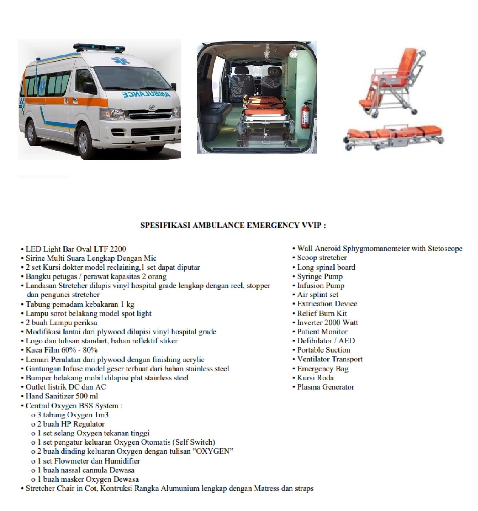 ambulance hiace commuter emer vvip |