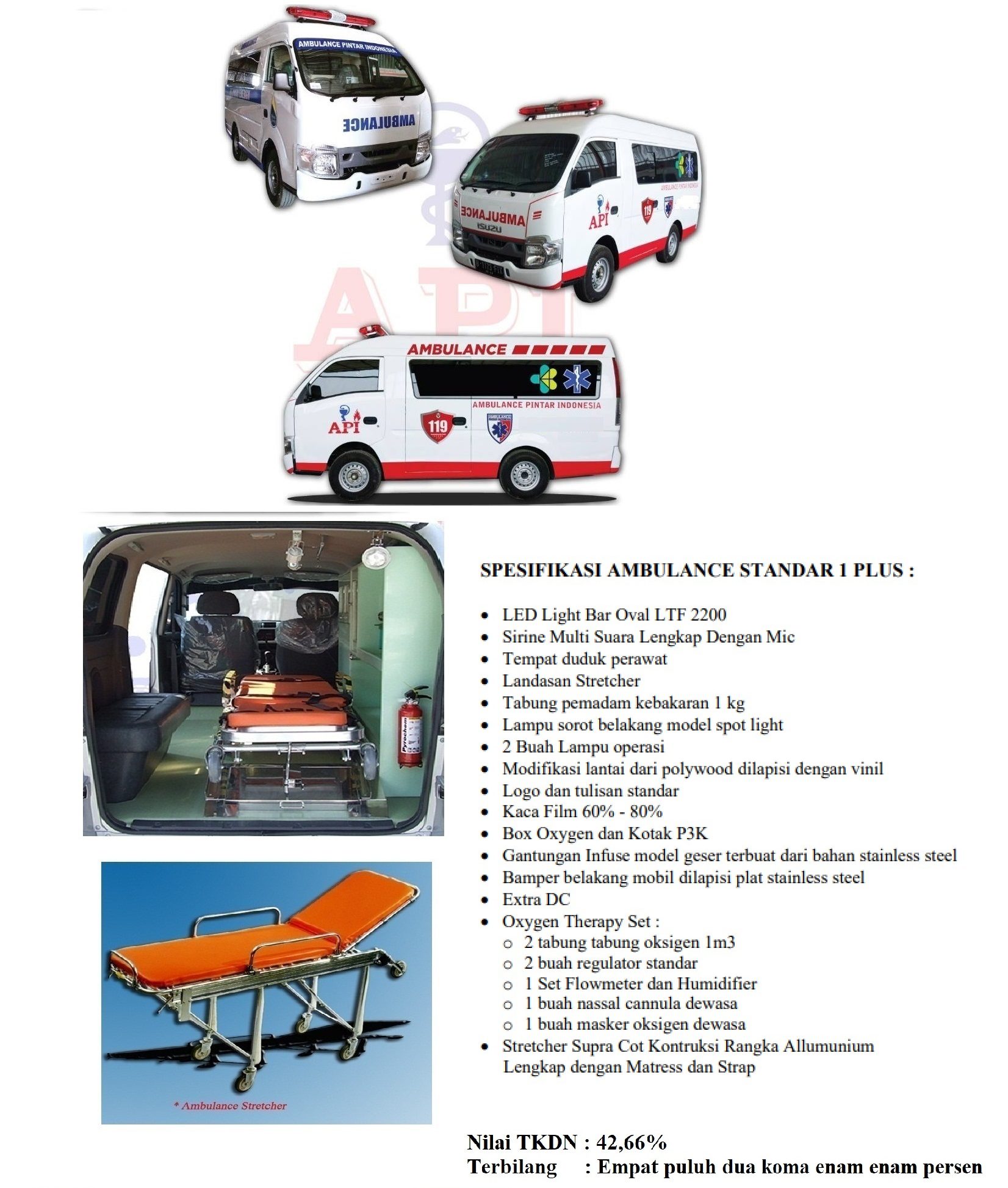 ambulance standar 1 plus isuzu traga |