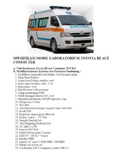 MOBIL LABORATORIUM TOYOTA HIACE COMMUTER DIESEL
