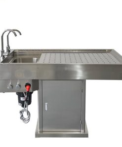 YUSHUODA Stainless Steel 304 Peralatan Kedokteran Hewan Meja Otopsi Hewan Dengan Wastafel