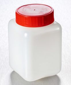 Corning® Gosselin™ Square HDPE Bottle; 500 mL; Graduated; 58 mm Red Cap with Seal; Assembled; 175/Case