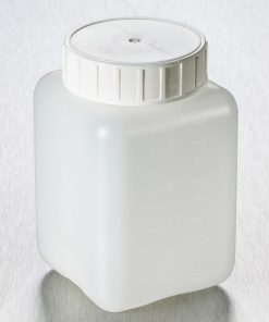 Corning® Gosselin™ Square HDPE Bottle; 500 mL; Graduated; 58 mm White Cap; Assembled; 175/Case