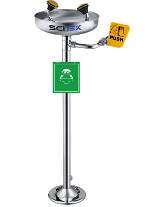 Floor-mounted Emergency Eye Wash, Fine-Polished Surface |