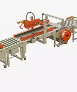 PERALATAN PENGEMASAN KOTAK KARTON LIPAT FLAP OTOMATIS DENGAN SEALING DAN STRAPPING XFK-3