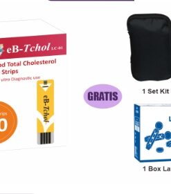 SERENITY 25 Box eB-Tchol Blood Total Cholesterol Test Strip Box @ 10"S ( Gratis 1 Set Kit Monitor & 1 Box Lanset Darah )