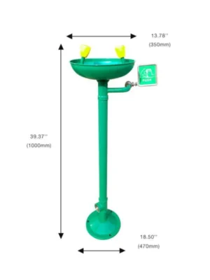 cara menggunakan Green ABS Coating Vertical Eye Wash Station