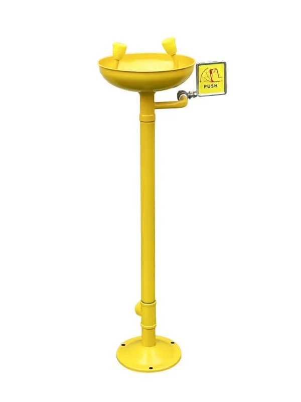 kalibrasi Yellow ABS Coating Vertical Eye Wash Station
