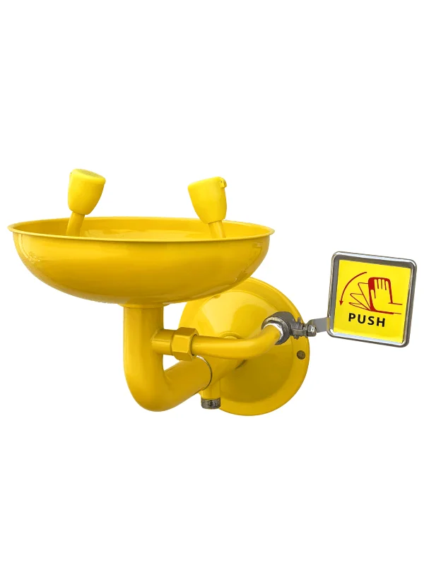 aplikasi Yellow ABS Bent Tube Wall Mounted Eye Washer