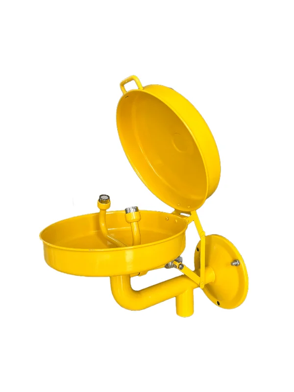 kegunaan Yellow ABS clamshell wall hanging eye washer