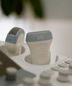 A detailed view of medical ultrasound equipment in a healthcare facility.